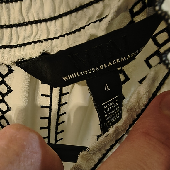 White House Black Market Geometric Embroidered Blouse - Picture 2 of 3